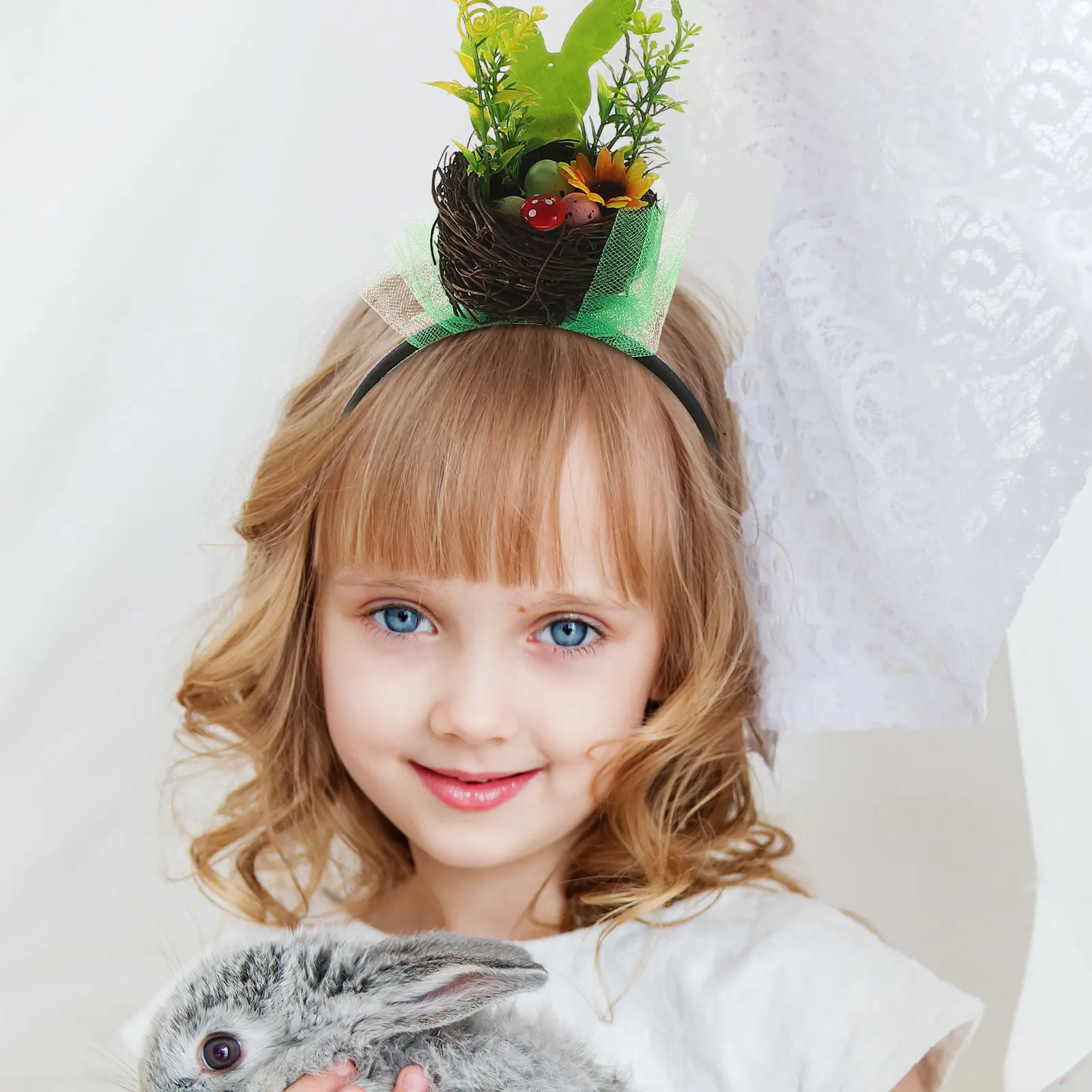 

2 шт., повязка для волос с кроликом, пасхальные повязки на голову, милые головные уборы для девочек, украшение в виде птицы, обруч, регулируемый размер, легкий вес