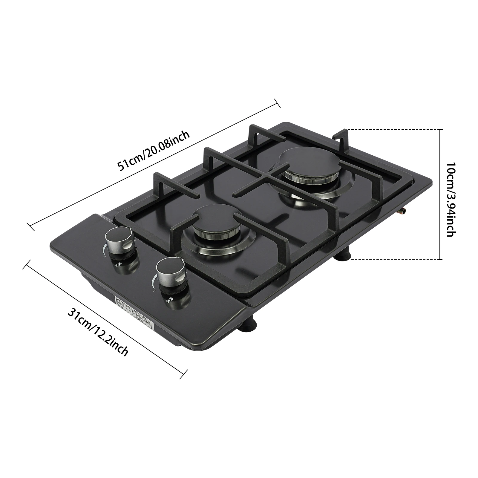 Tragbarer Gaskocher 3KW+1,75KW 2-Brenner-Gaskocher 51*31*10cm Edelstahl-Gaskochfeld für Outdoor-Camping/Picknicks/Wanderungen/Wohnwagen – Detail 3