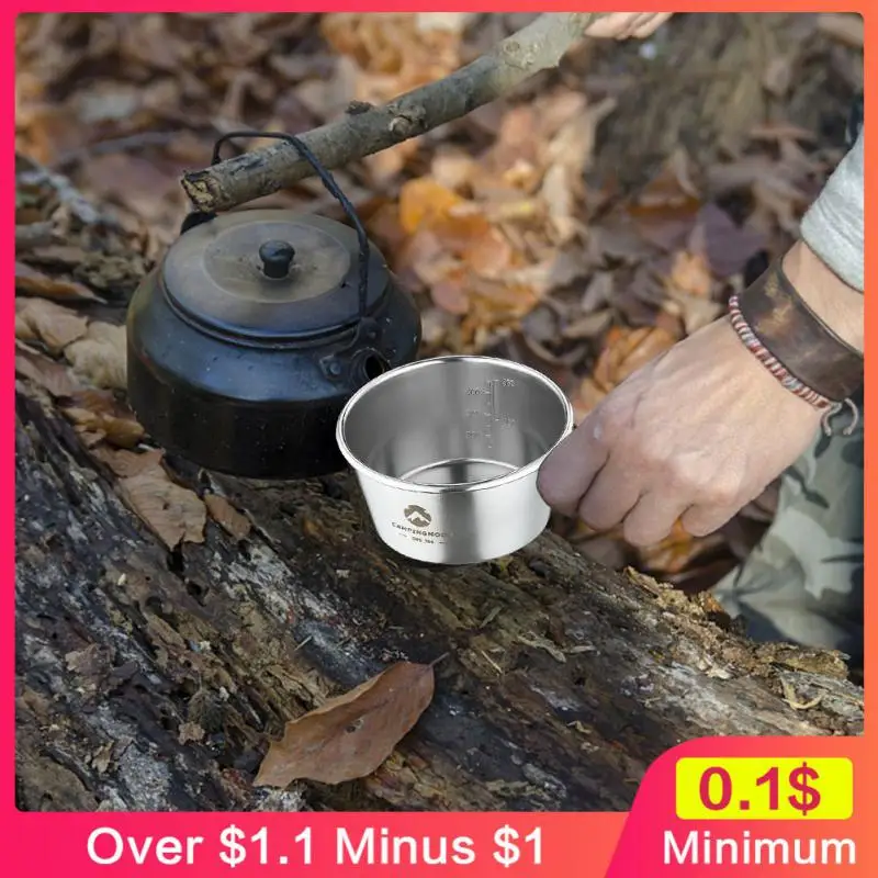 Portable Mini Pan Cup 450ml For Mountaineering Camping Camping Tableware Heatable Picnic Rice Bowl 304 Stainless Steel Cooker