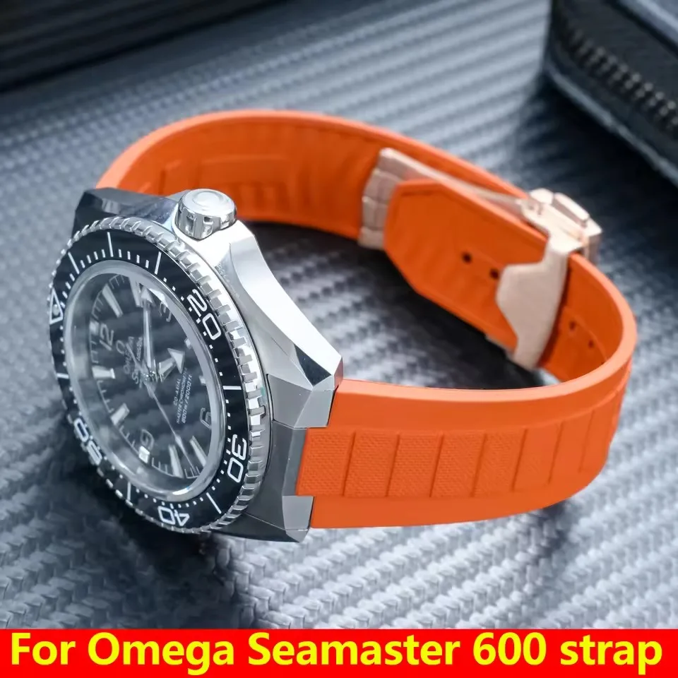 Silicone Watch Strap for Omega's New Seamaster Series Ocean Universe 600 Meters Folding Buckle Watch Bracelet 21mm*18mm