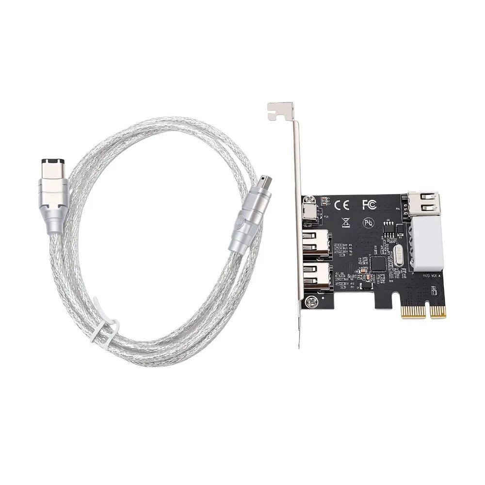 Plastic FireWire 1394a Controller Card 12×10×1.8cm (4.72×3.93×0.70in) Black PCI Express Firewire Adapter