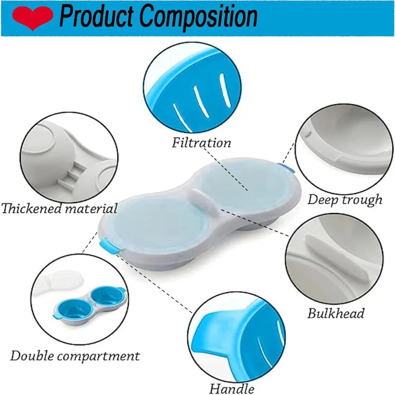 1pc Microwave Eggs Poacher,Double-Cup Egg Boiler,Kitchen Gadget, Hot Spring Egg Mold ,Cooking Tools,Clear Water Lotus Egg Maker view 4