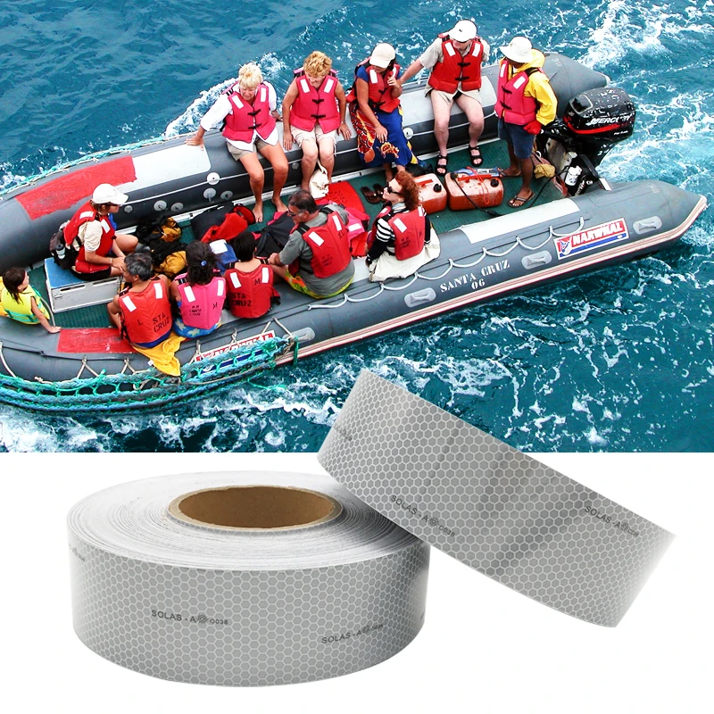 Roadstar 5cm Width Self-Adheisve Marine Solas Reflective Tape Stick on Boats Life Buoy Raft Saving Suit Warning Mark RS-0701A