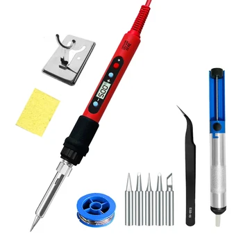 80W Soldering iron kit adjustable temperature LCD solder wel...