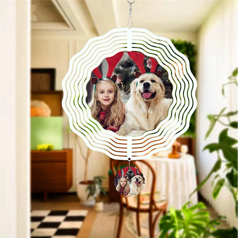 

ABLN-8 упаковка 8-дюймовый сублимационный спиннер, 3D двухсторонняя сублимационная ветровая кинетическая скульптура для сада