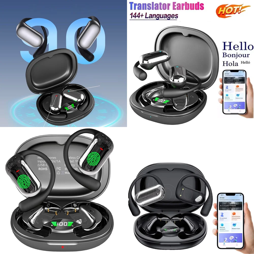 

Real Time Language Translation Headphones Wireless Earbuds with AI Translation BT 5.4 OWS Earphone with LED Display for Travel