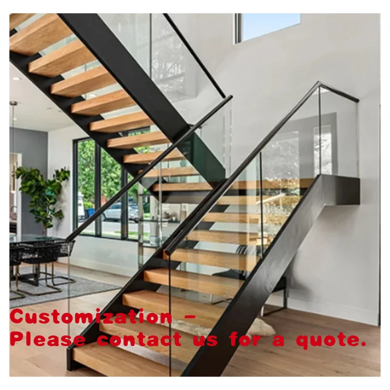 custom.Symmetrical Double Stringer Stairs Powder Coated Indoor Commercial Application Stair
