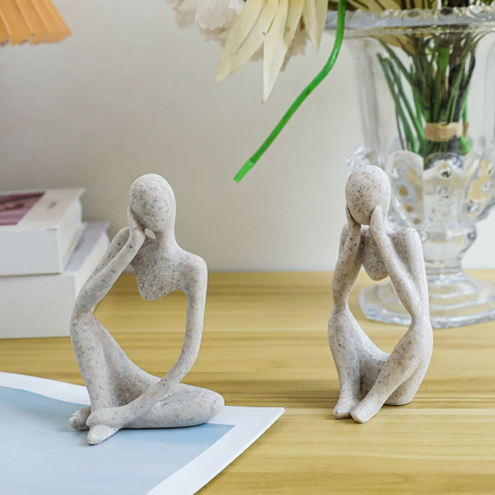 

3Pcs Abstract Thinker Statue Resin Sculpture for Home Office Desk Decorative Resin Thinker Abstract Sculpture
