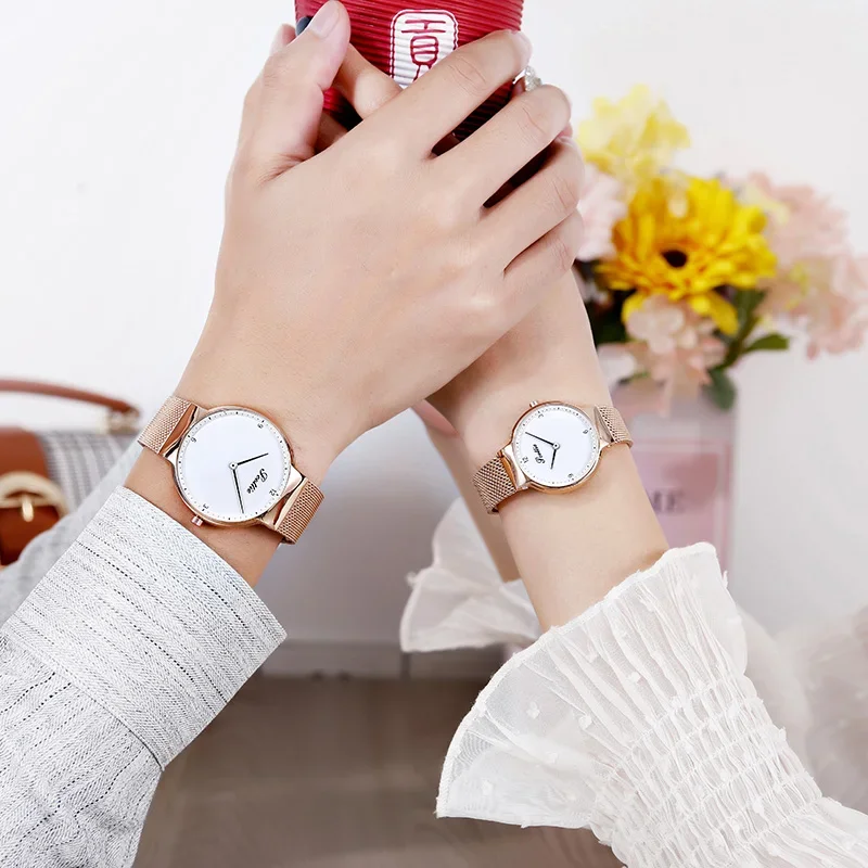 2023 Hot Simple Lovers Watches Men Women Casual Steel Mesh Band Quartz Japan Movt Women's Dress Couple Gifts Relogios Femininos