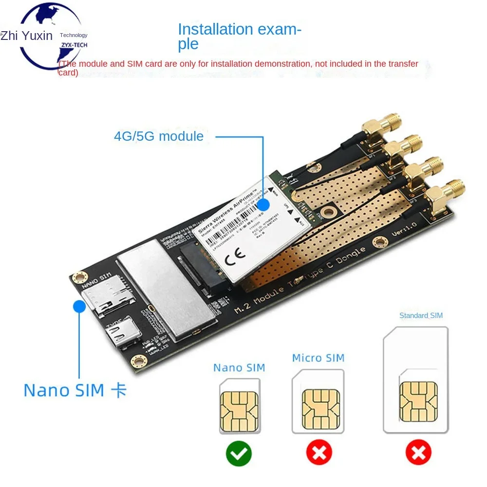 Nieuwe M.2 B Sleutel 4G/5G Netwerkkaartmodule Adapter, B Sleutel Tot Type-C Interface Adapter