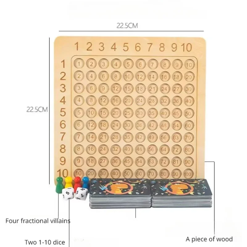 Montessori Vermenigvuldiging Houten Bordspel 99 Tafel van vermenigvuldiging Kinderen Leren Educatief Speelgoed Wiskunde Optellen Leermiddelen