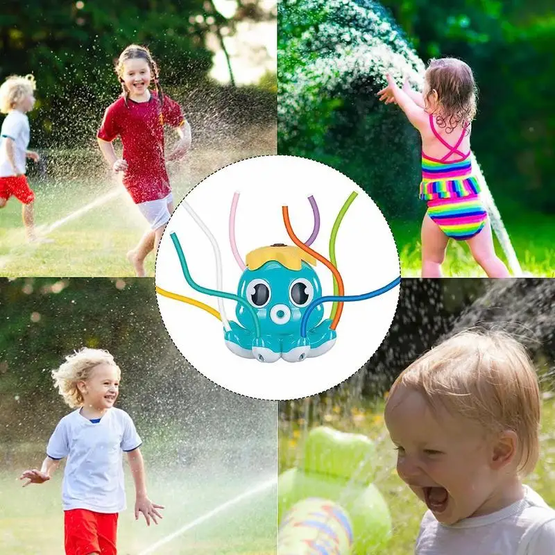 Semprotan air gurita Sprinkler, mainan luar ruangan taman halaman belakang mainan air kartun musim panas untuk anak-anak