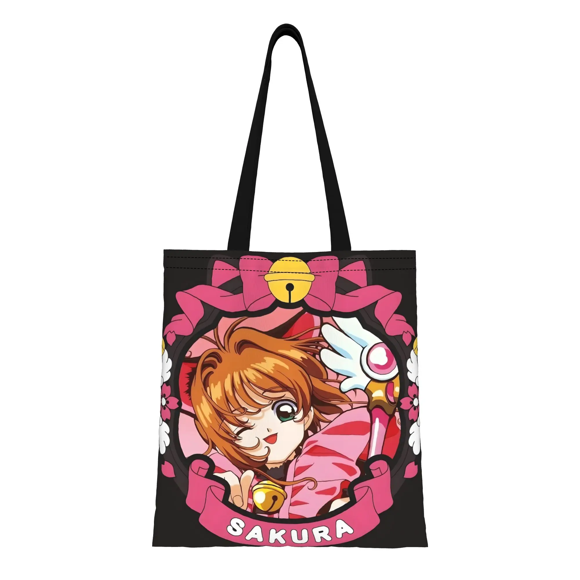 

1PC Sakura Kinomoto Badge Canvas Tote Bag Cardcaptor Sakura Handbag Outdoor Handbag Trendy Tote