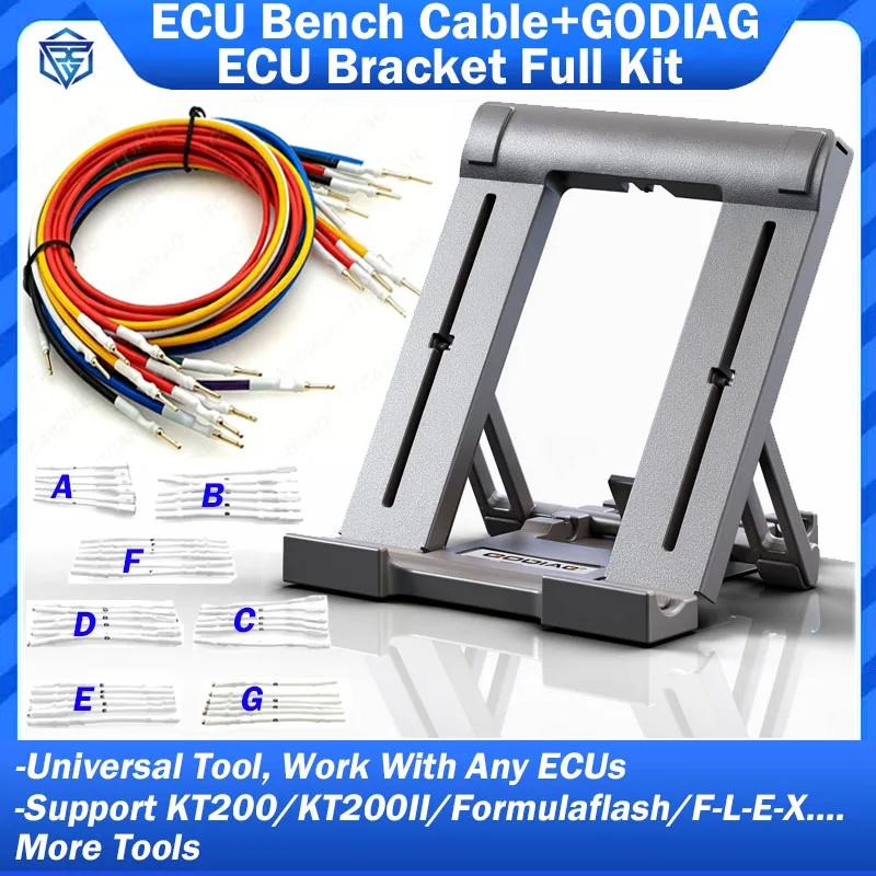 ECU Bench Cable + GODIAG ECU Bracket for Universal Easy ECU Wiring ECU Bench Stand Holder Connector For Godiag KESS KTAG KT200