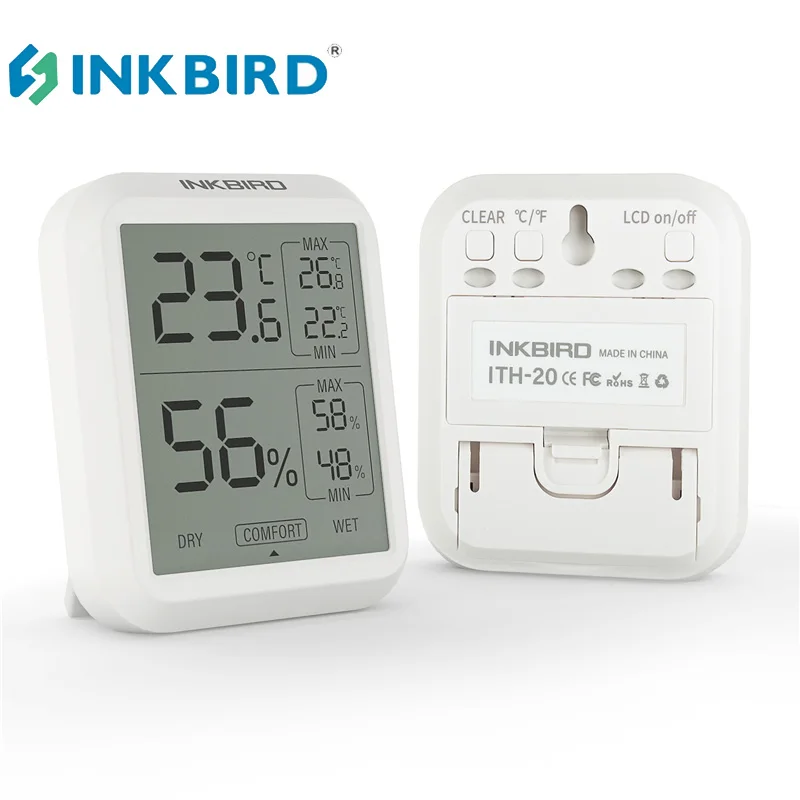 INKBIRD ITH-20 LCD Digital Thermometer Hygrometer Indoor Temperature Humidity Meter Temperature And Humidity Sensor Office Home