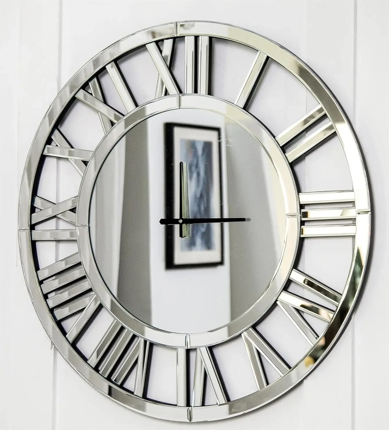

31.5" Large Modern Wall Clock, Acrylic Mirror Finish with Roman Numerals, Decorative Oversize Clock for Living Room