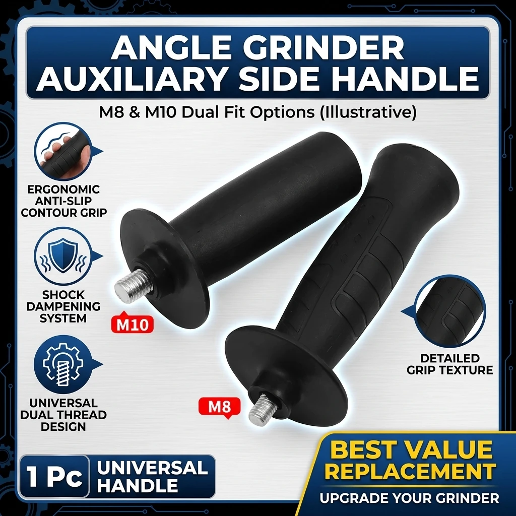 Angle Grinder Auxiliary Side Handle M8 M10 Thread Shock Proof Anti Slip Auxiliary Grip Power Tool Replacement Accessories 1 Pc