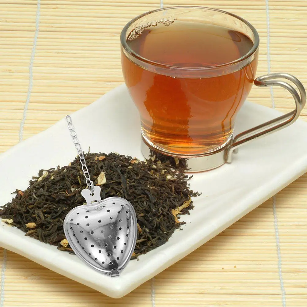 10Pcs Stainless Steel Tea Strainer Heart Shape Reusable Fine Mesh Loose Leaf Tea Infuser Filter for Daily Use Heart Strainers