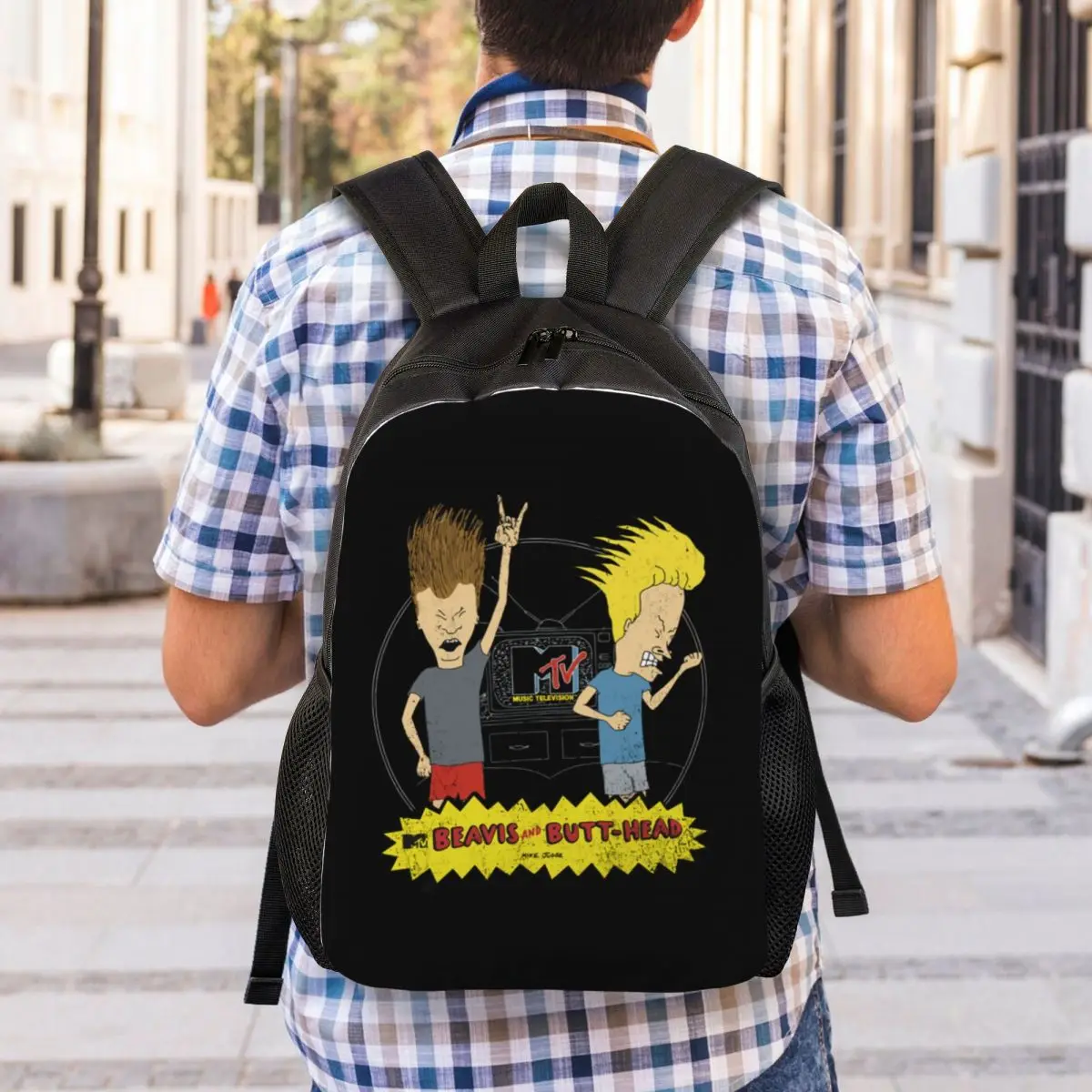 Ransel Laptop klasik MTV Beavis dan Butthead tas buku dasar pria wanita untuk tas seri televisi komik pelajar sekolah kuliah