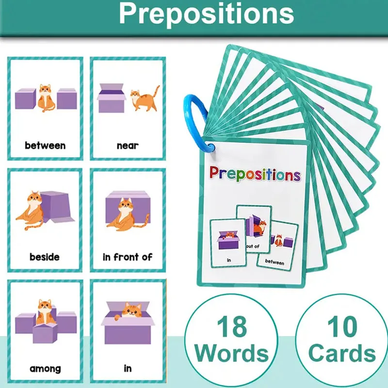 18 كلمة تعلم اللغة الإنجليزية لمرحلة ما قبل المدرسة مع بطاقات تعليمية لمرحلة ما قبل المدرسة للأطفال وبطاقات التعرف على الأطفال وبطاقات الجيب والهدايا