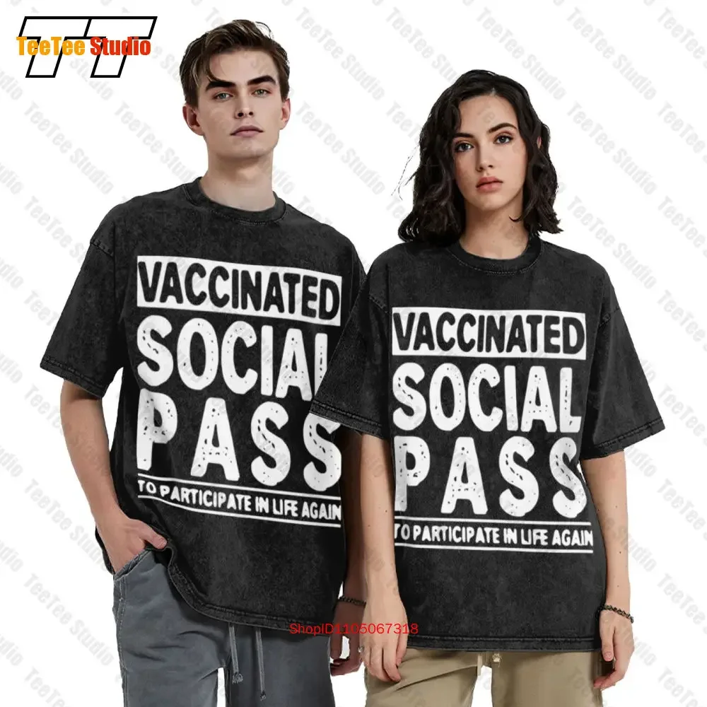 Happy Vaccinated Social Pass To Participate In Life Again Vintage Oversized T-Shirt N1QZ