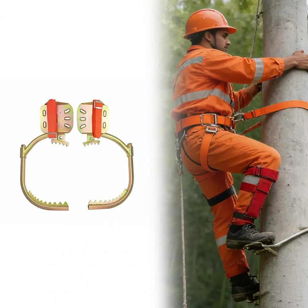 1 Set Tree Climbing Spike Adjustable Electrician Pole Climbings Shoes with Saw Teeth Non-Slip Tree Picking Work Climbing Gear