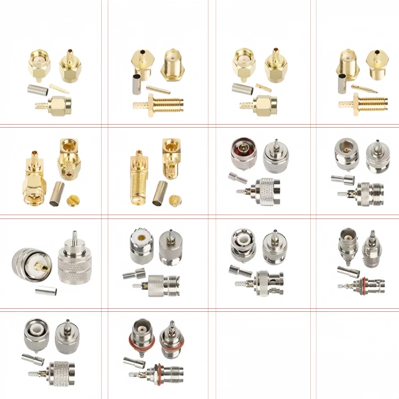 

2Pcs/lot Pure copper SMA RF connector 50-1.5 connector TNC/BNC/UHF/N connector crimped RG174 RG316 wire