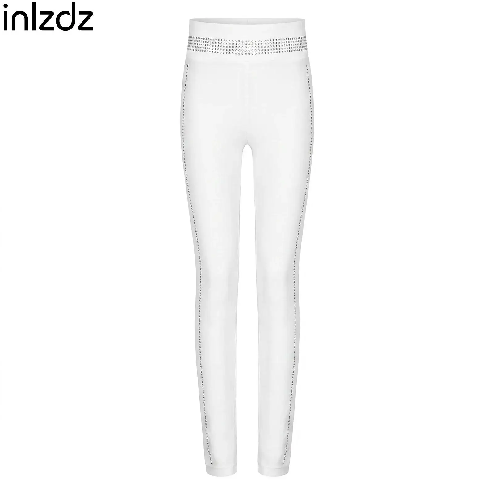 

Shiny Rhinestone Elastic Waist Latin Dance Leggings for Kids Girls Ballet Dance Figure Skating Dance Performance Costume
