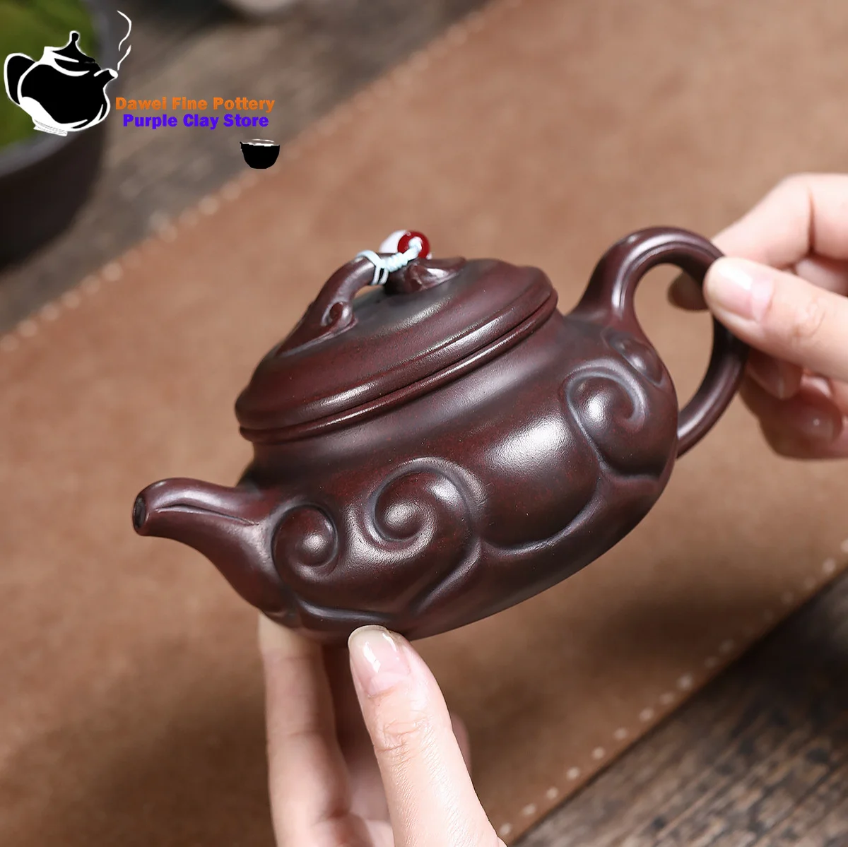 

Yixing Handmade Purple Clay Teapot Antique Copper Ore Ruyi Kung Fu Tea Pot Chinese Tea Set Original Antique Style