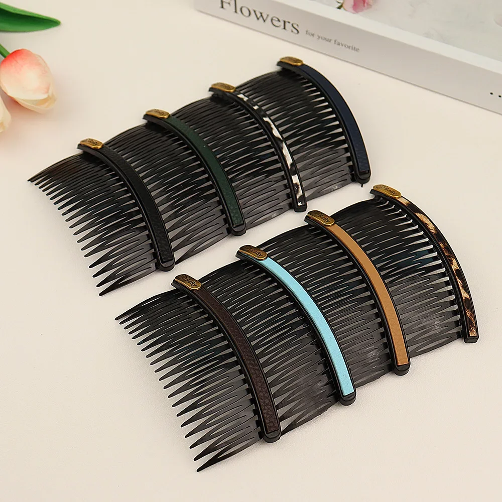 Women Side Bangs Hair Combs Hair Clips Simple Leather Back of The Head Hairpin Headwear Girls Hair Accessories