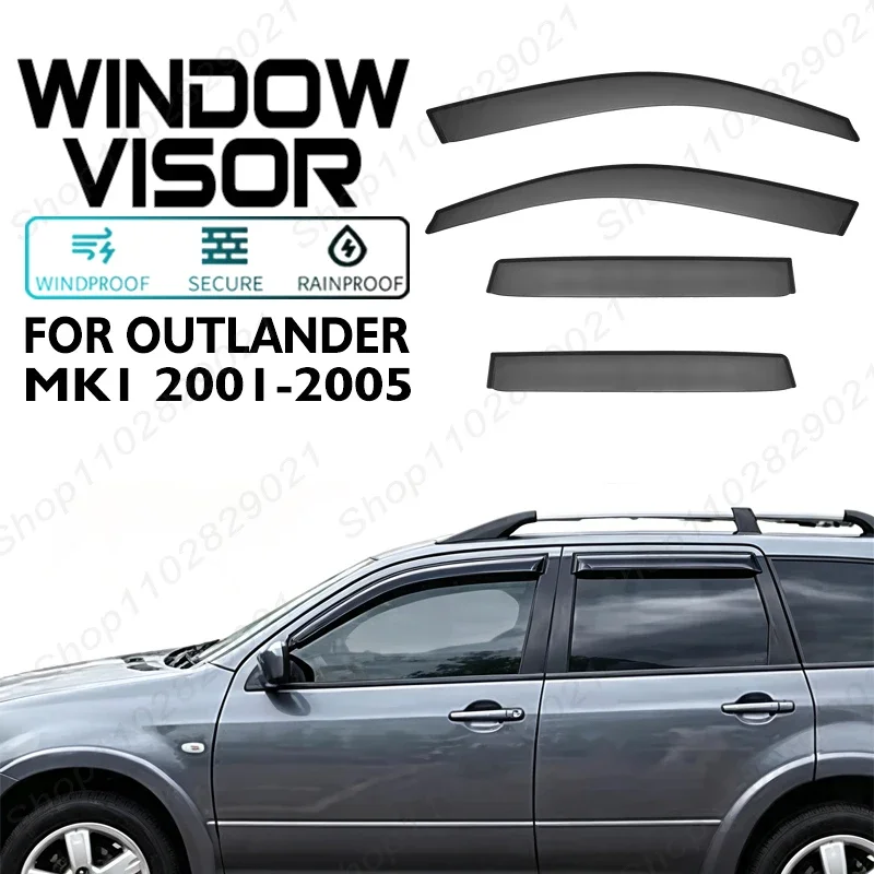 4Pcs Window Visor For Mitsubishi Outlander MK1 2001-2005 Weathershield Sun Rain Deflector Guard Car Window Deflector 2002 2003