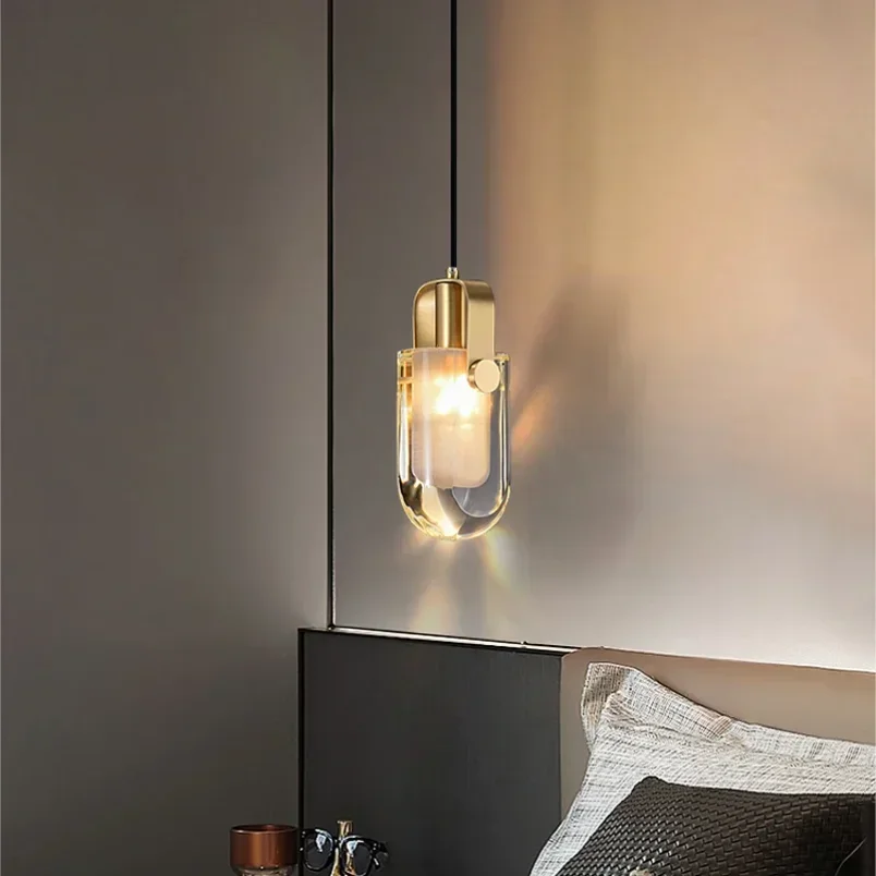 

Modern Gold Small Pendant Lamps Copper Study Bedroom Nordic Crystal Led Chandelier Living Dining Room Luxury Lights Indoor Decor