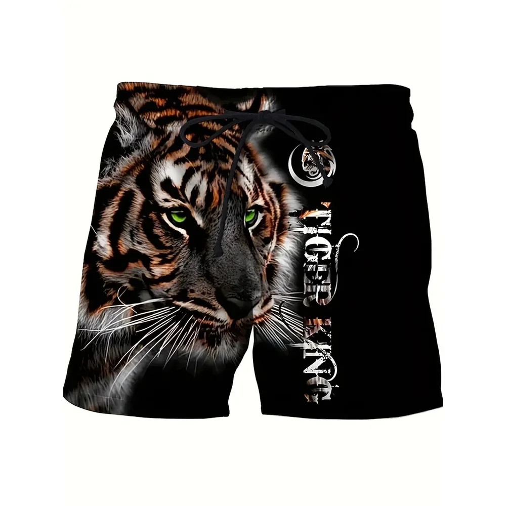 New Men's Beach Pants King of The Mountain Tiger 3D Printed Men's Shorts Summer Casual Breathable Shorts Men Street Men Clothing