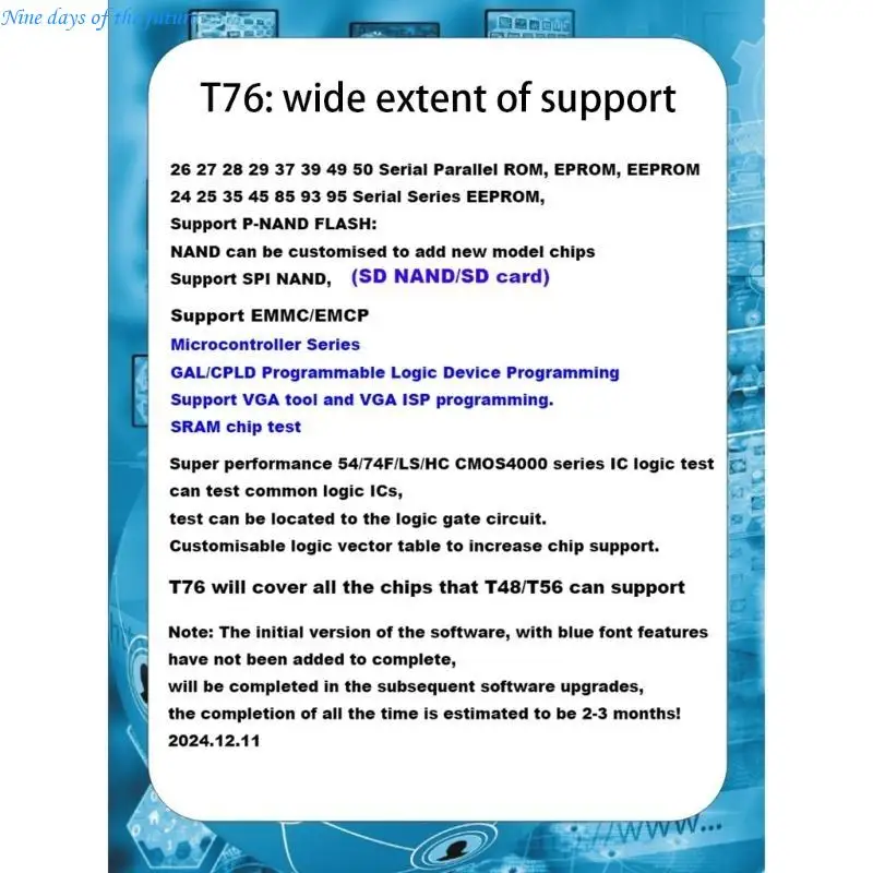 T76 Programmer USB3.0 Type C Compatible and TSOP56 Adapter Set for Reliabled Chip Programming E65A