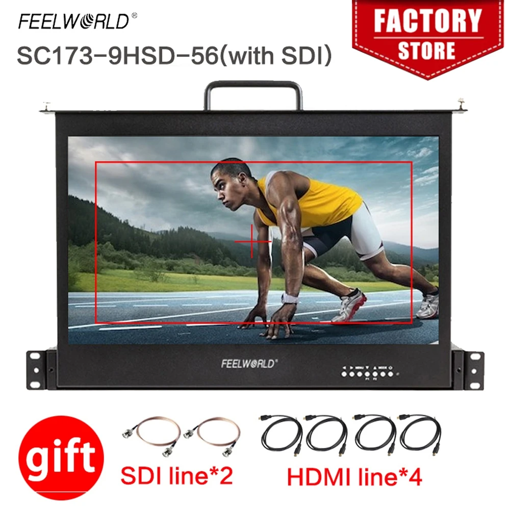 

Feelworld 17.3 Inch 1RU Pull Out Rack Mount Monitor Full HD 1920x1080 SC173-HSD-56 for Broadcast Director Monitor