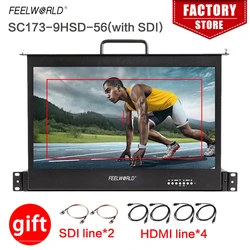 Feelworld 17.3 Inch 1RU Pull Out Rack Mount Monitor Full HD 1920x1080 SC173-HSD-56 for Broadcast Director Monitor