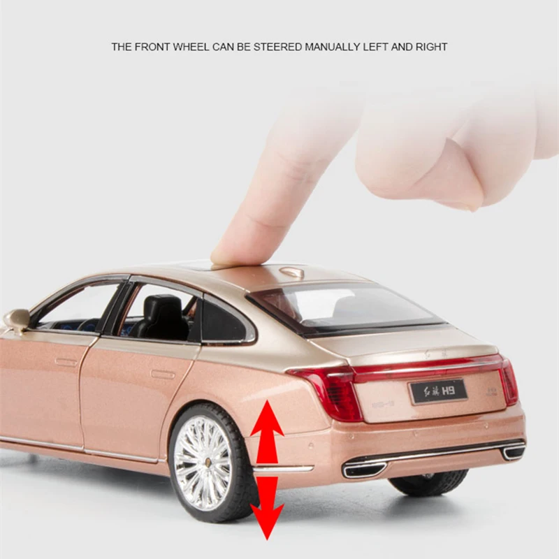 1/24 Hong Qi H9 Alloy Luxy Car Model Diecast Toy Vehicles Metal Car Model Simulation Sound Light Collection Decoration Kids Gift