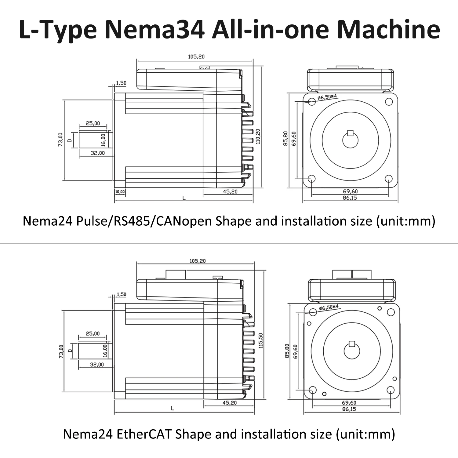 Lichuan 48V 6A 1000PPR 4.5/8.5/10/12N.m Integrated Motor Controller 2Phase Nema34 Closed Loop Integrated Stepper Motors Driver