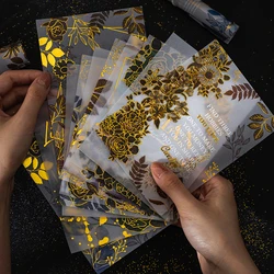 10 pcs Vintage Bronzing Translucent Paper Scrapbooking Diy Material Paper Flower Frame Decorative Diary Journal Background Paper