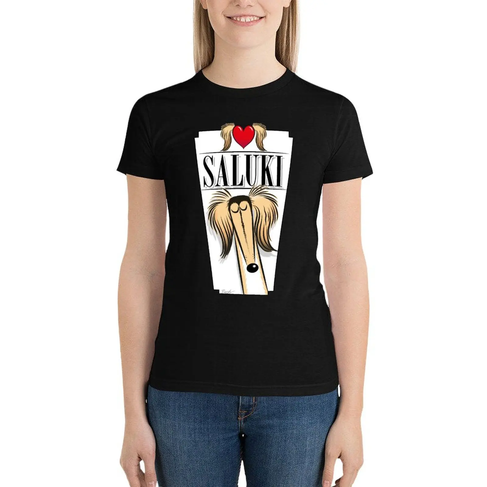 Love Saluki T-Shirt tees Female clothing Woman clothes