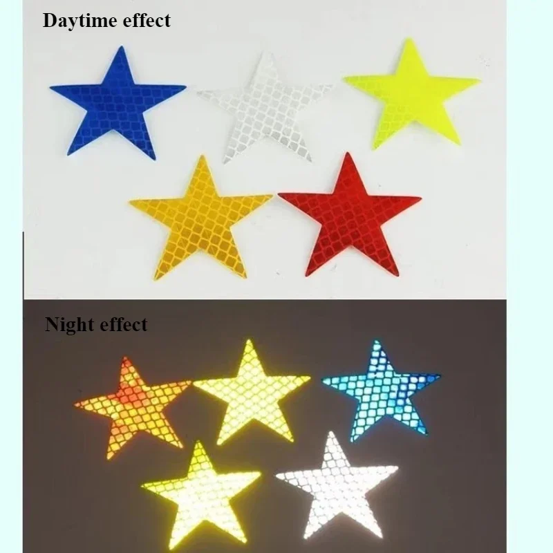 10PCS Creative Reflective Stickers Car and Electric Vehicle Decoration Stickers Safety Strips Five Pointed Star Warning Stickers