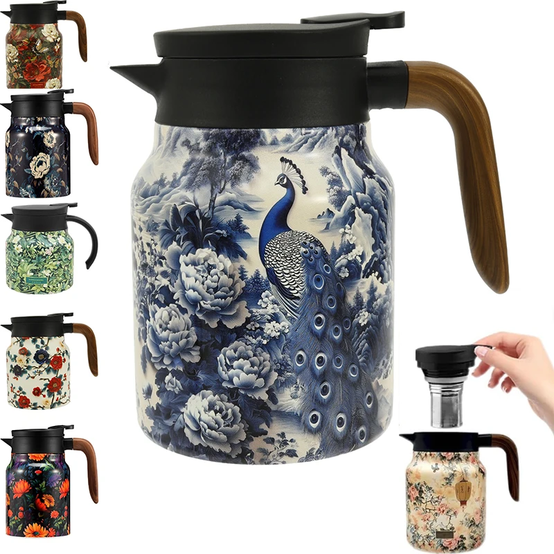 Thermo-Kaffeekaraffe/Teekanne, kleine Kaffee-Thermo-Reise mit Edelstahlfilter für heiße Getränke, isolierte Kaffeekanne