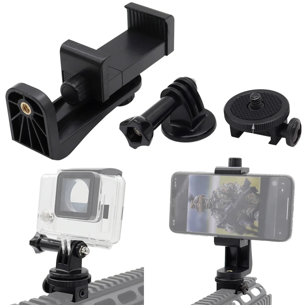 Tactical Gun Airsoft Phone Mount Holder Action Camera Picatinny Waver Rail Mount Adapter For Iphone Gopro Camera Mount