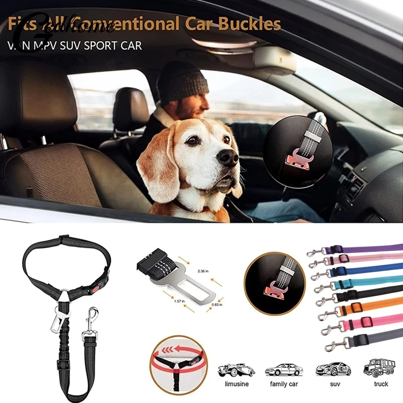 Two-in-one Dog Safety Belt Pet Car Safety Belt Can Be Adjusted For Pet Accessories Of Cat And Dog Collar Dog Collar  Cat Collar