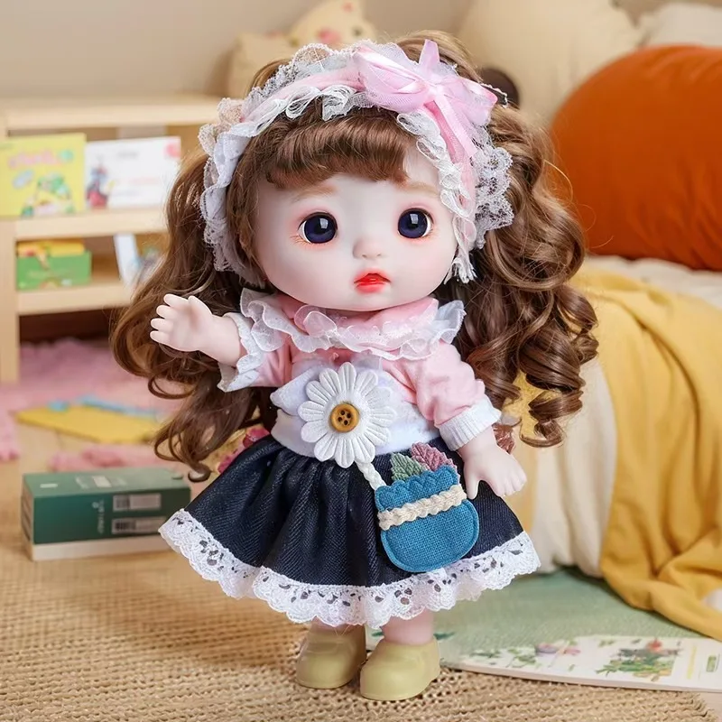 20cm Kawaii Lolita สาวเจ้าหญิงตุ๊กตา 1/8 BJD น่ารัก Big Eye สีขาวผิวข้อต่อเด็กเคลื่อนย้ายได้สาว DIY Play House ของเล่นวัน...