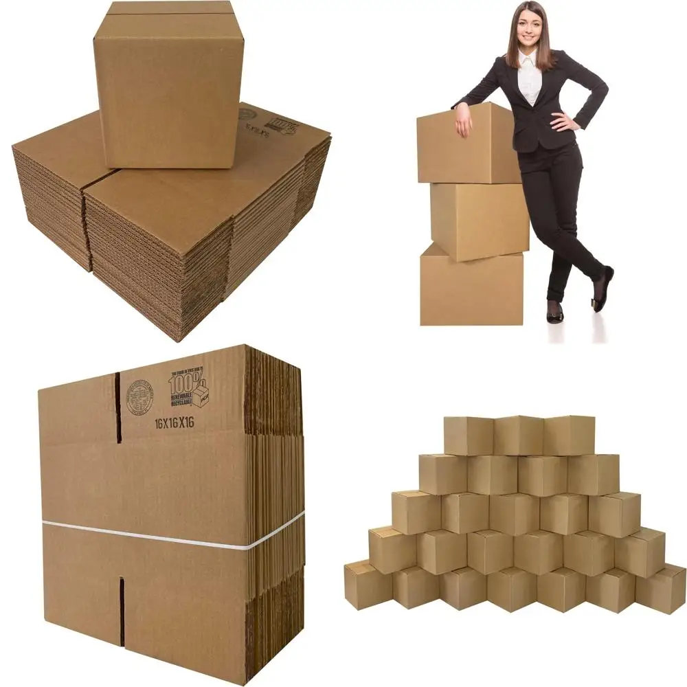 صناديق شحن متوسطة الحجم مكونة من 25 قطعة، مقاس 16 × 16 × 16 بوصة، ورق مقوى مموج متين لحلول البريد والتغليف #1