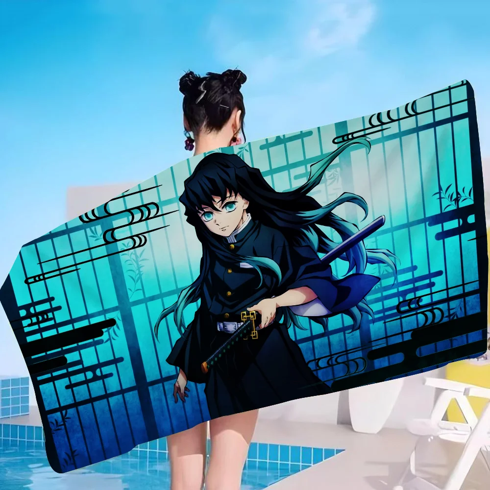 أنيمي Muichiro T-tokito كبير ستوكات مناشف الشاطئ منشفة سريعة الجافة الرمال مناشف الشاطئ بركة منشفة للسفر حمام سباحة اليوغا #4