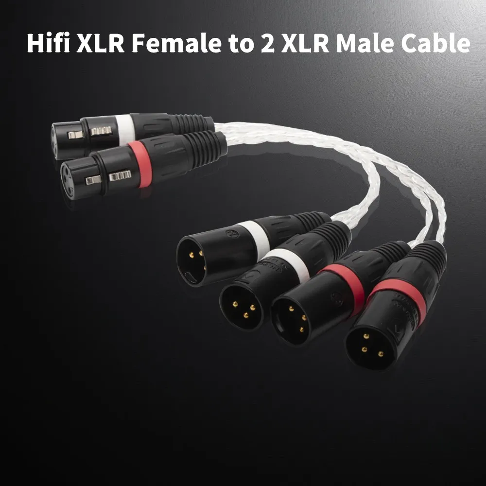 Balanced Female to Dual Male (30cm) with Teflon Insulation, 7N Silver Coating, 10MHz Bandwidth for Pro Audio