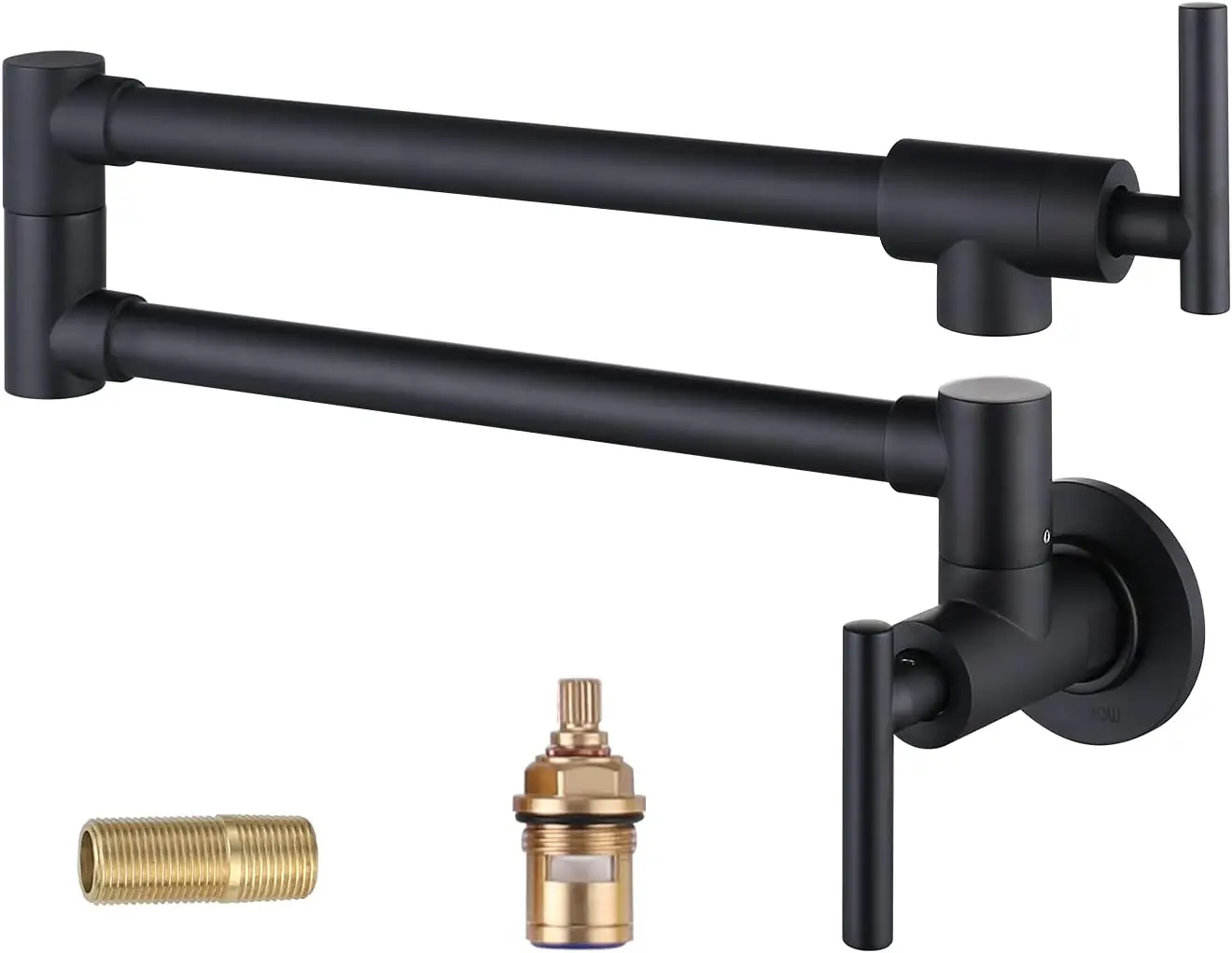 

Matte Black Pot Filler Faucet with Swing Arms for Kitchen Stove, Brass Construction and Leak-Free Design