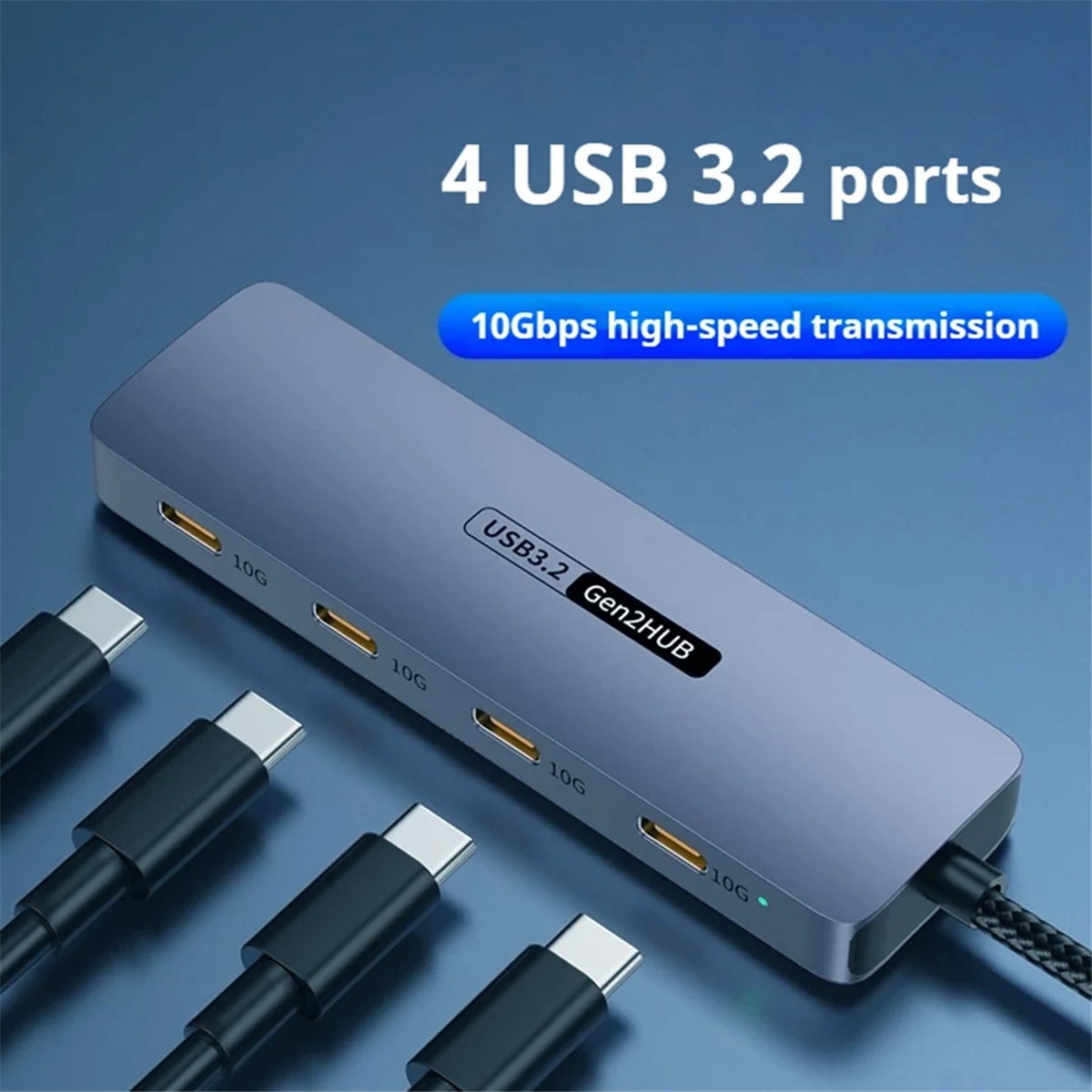 4 พอร์ต USB C HUB ความเร็วสูง 10Gbps USB C Splitter สําหรับแล็ปท็อปพีซีอุปกรณ์เสริมแท็บเล็ตโทรศัพท์ฮาร์ดไดรฟ์ USB Type-C 3.2 HUB